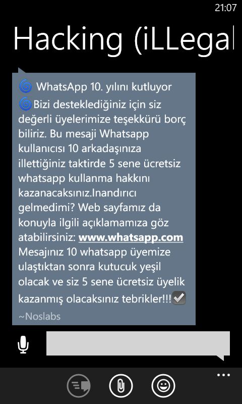 whatsapp 10. yıl mesajı